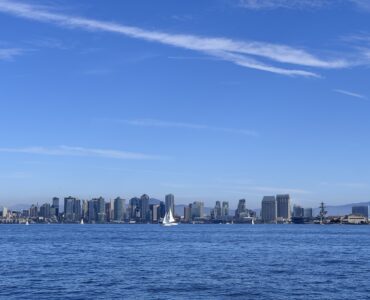 Sunny day on San Diego Bay with a sailboat