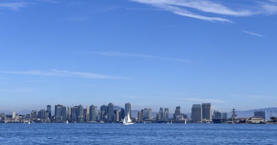 Sunny day on San Diego Bay with a sailboat